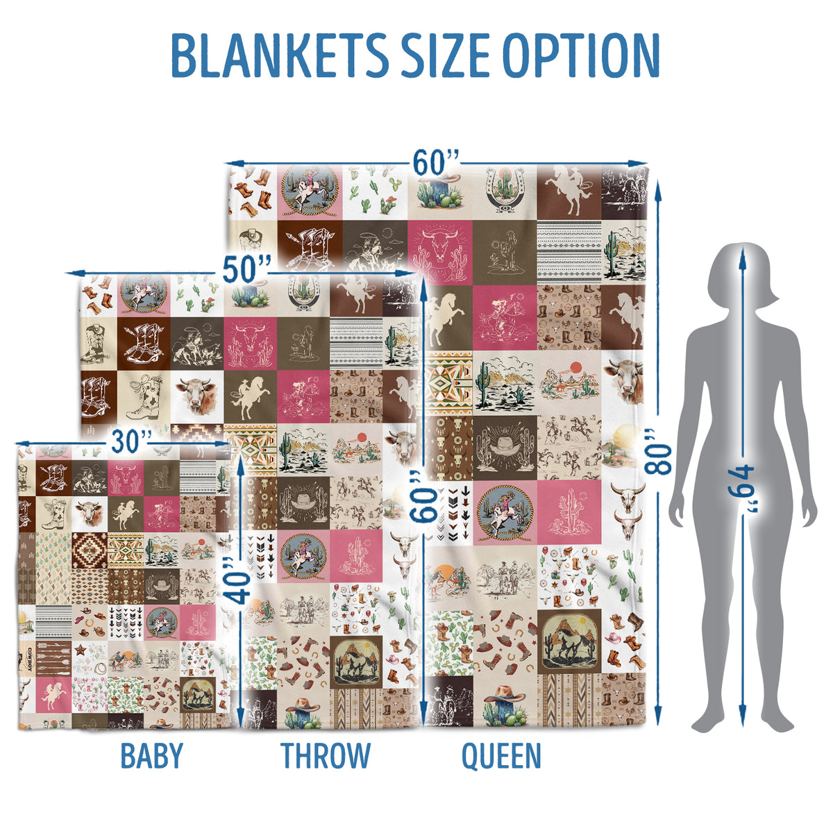 Western Baby Blanket for Boys Girls, Cowboy Baby Blankets for Newborns, Toddlers, Kids