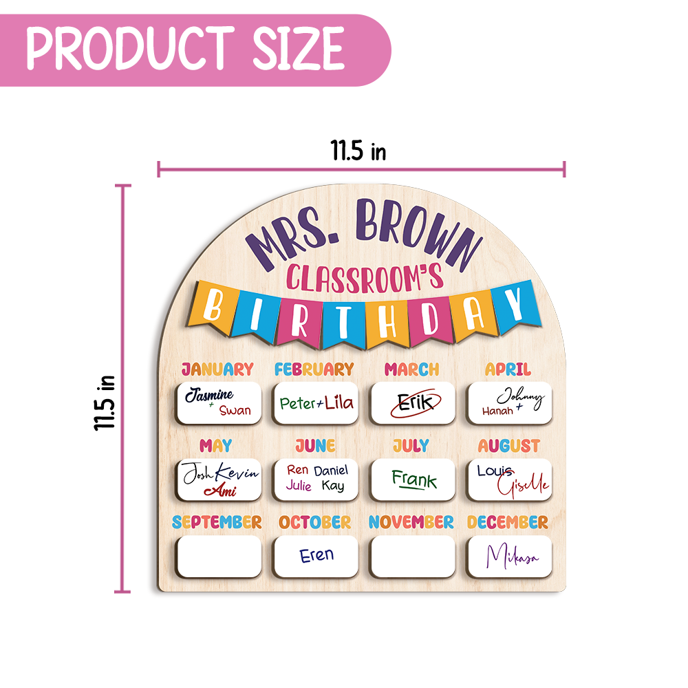 Personalized Wooden Birthday Chart Poster for Classroom, Birthday Calendar Class Birthday Chart Posters, Family Birthday Board