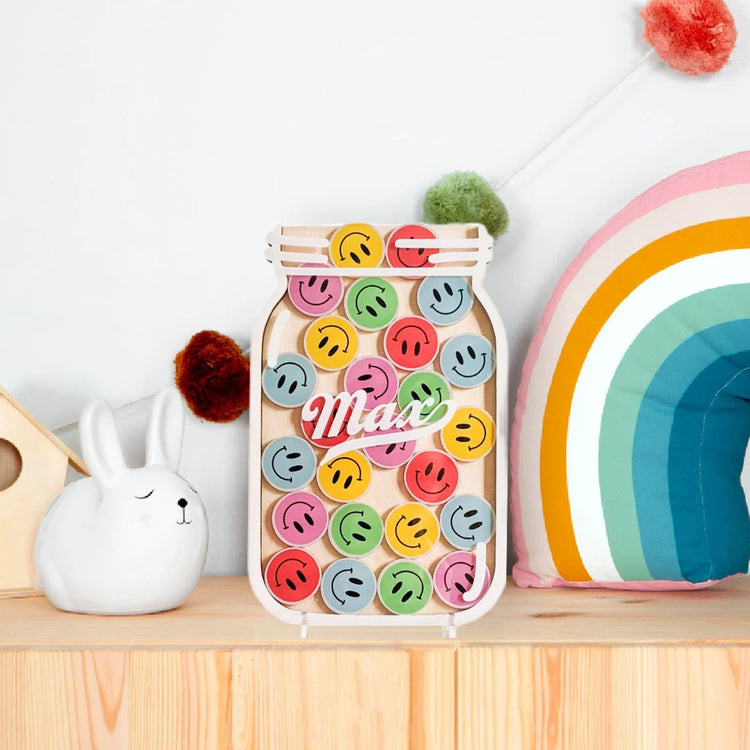 Smiley Face Jar Reward Jar Tokens, Personalized Reward Jar, Reward System
