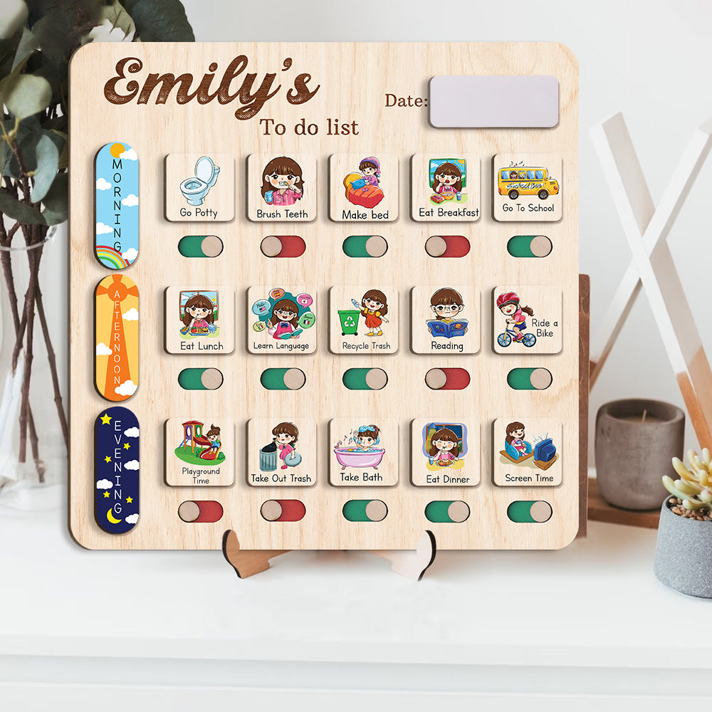 Personalized Wooden Chore Chart To Do List For Age Appropriate Chores, Kid Checklist Morning Routine