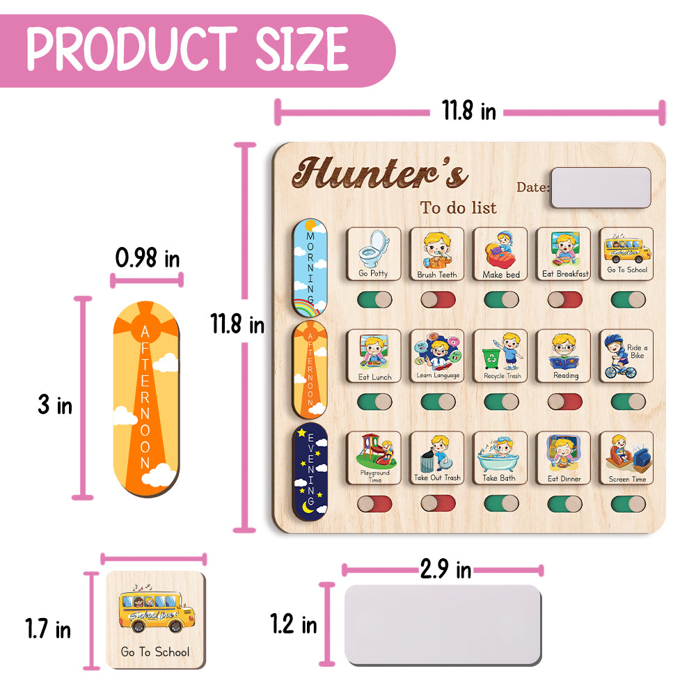 Personalized Wooden Chore Chart To Do List For Age Appropriate Chores, Kid Checklist Morning Routine