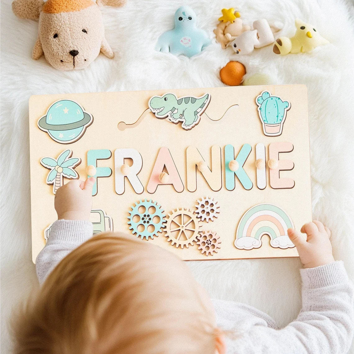 Personalized Busy Board Name Puzzle, Custom Toddler Montessori Toys For Kids
