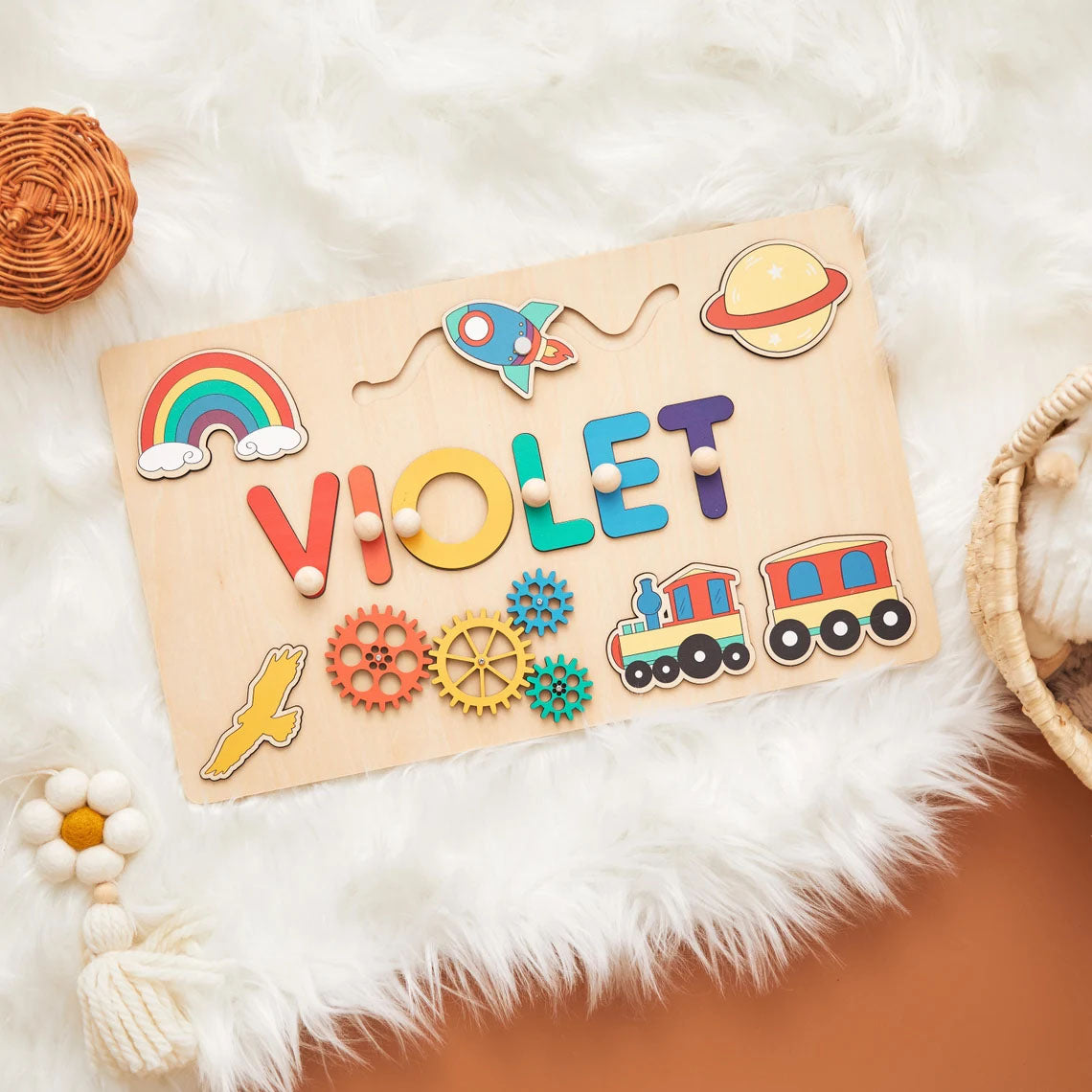 Personalized Busy Board Name Puzzle, Custom Toddler Montessori Toys For Kids