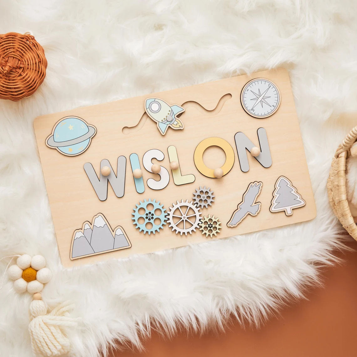 Personalized Busy Board Name Puzzle, Custom Toddler Montessori Toys For Kids