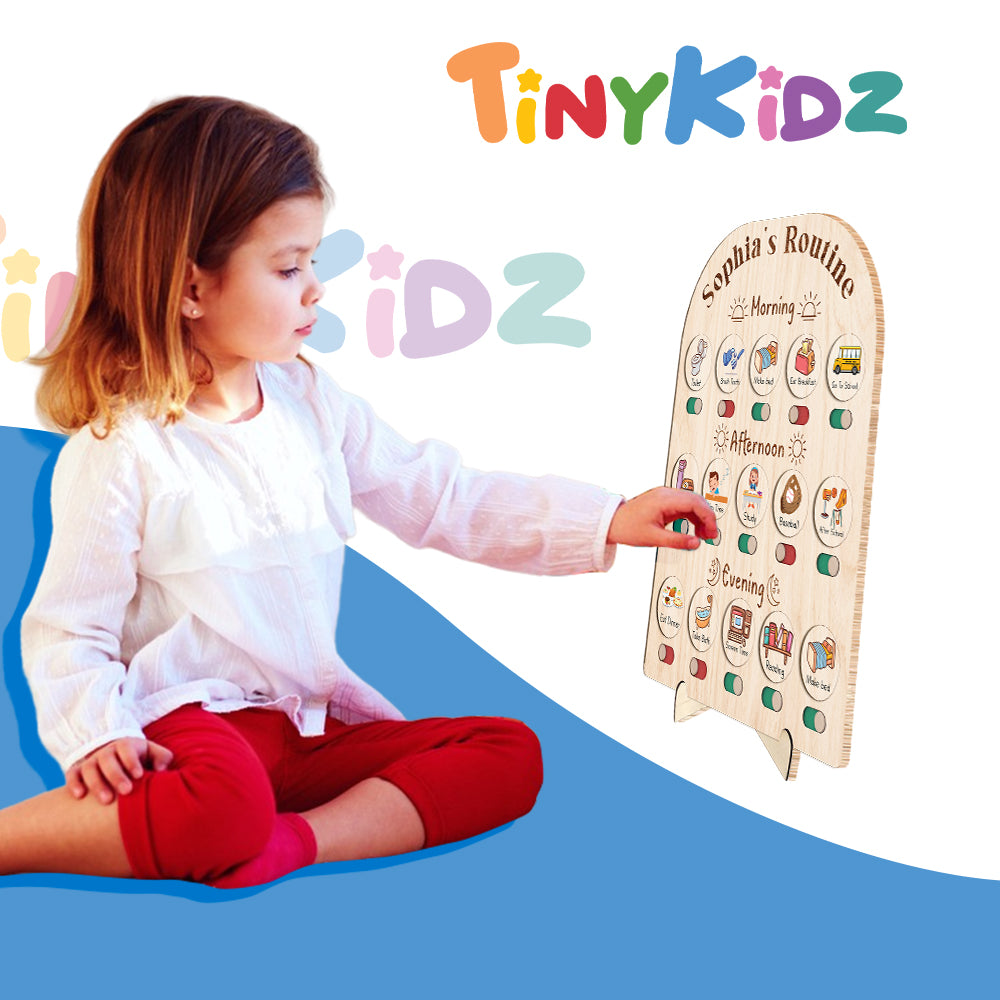 Personalized Toddler Daily Chore Chart List For Kids, Wooden Schedule Board With Custom Name, Behavior Board For Kids