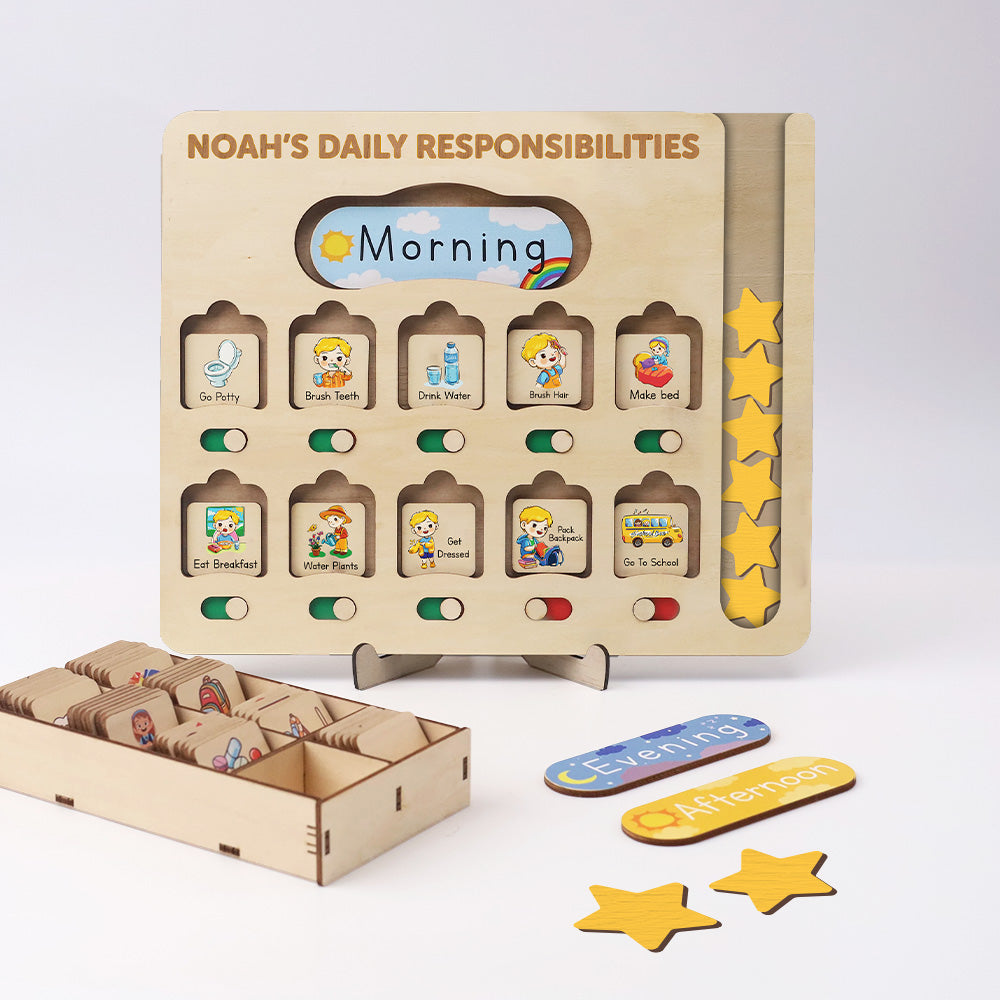 Kids Star Reward Chart, Personalized Wooden Chore Chart For Kids Board, Behavior Chart For Kids