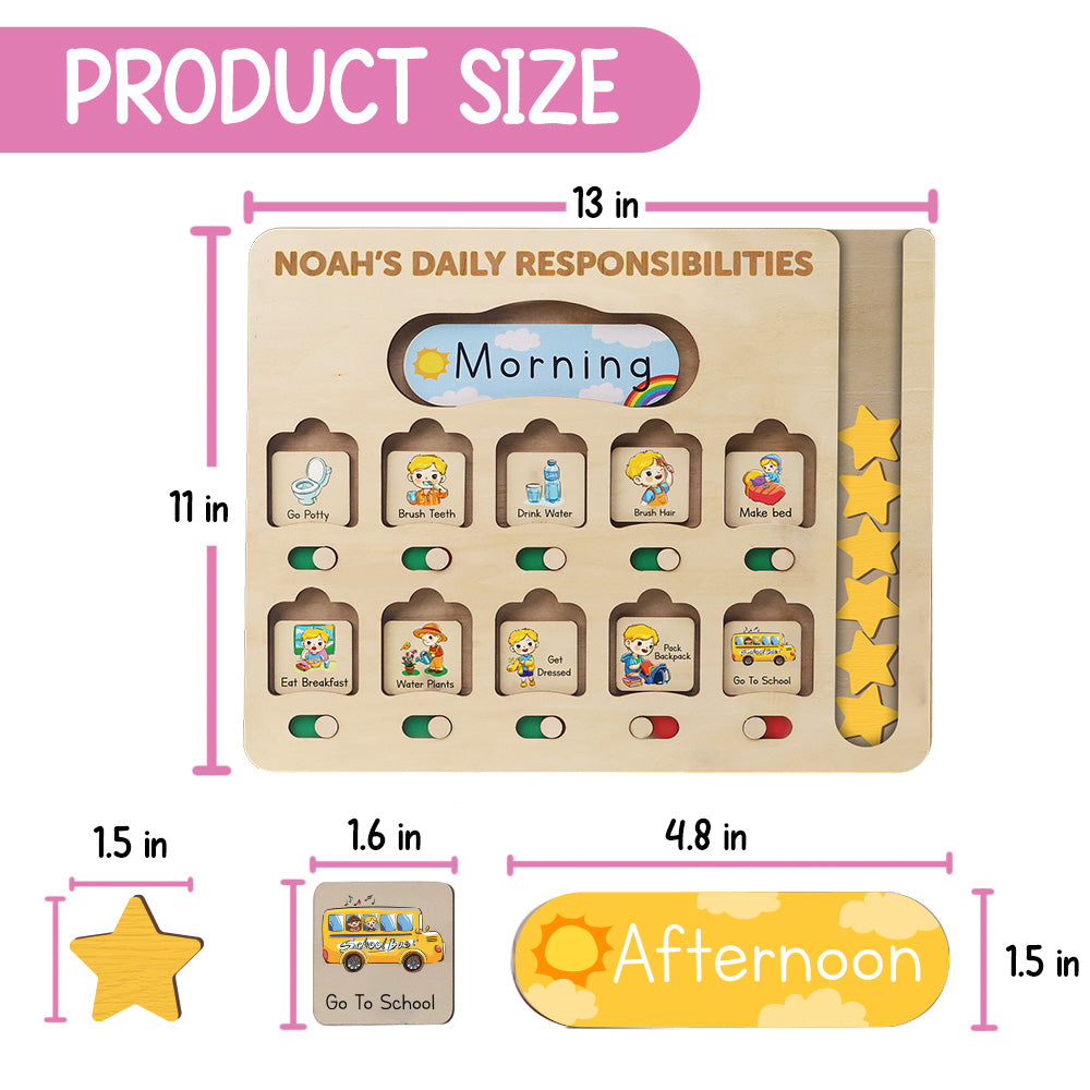 Kids Star Reward Chart, Personalized Wooden Chore Chart For Kids Board, Behavior Chart For Kids