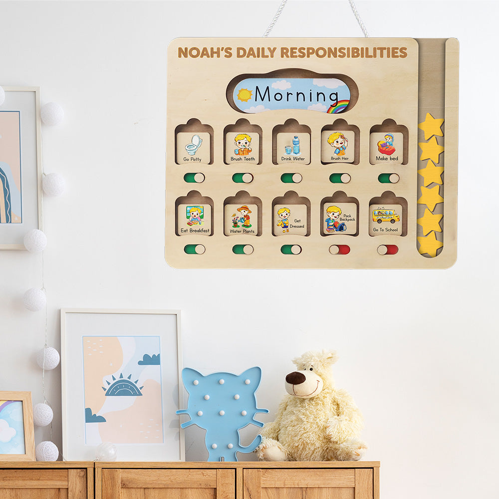 Kids Star Reward Chart, Personalized Wooden Chore Chart For Kids Board, Behavior Chart For Kids