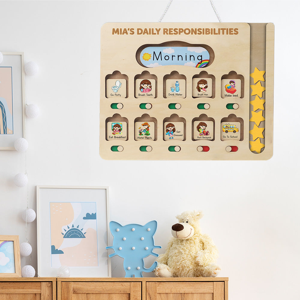 Kids Star Reward Chart, Personalized Wooden Chore Chart For Kids Board, Behavior Chart For Kids