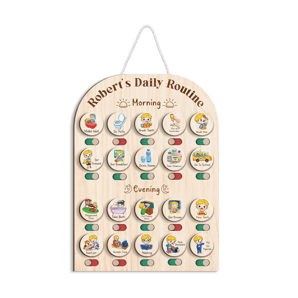 Custom Wooden Daily Schedule Board For Kids, Chore Chart For Kids, Moring Routine For Kids