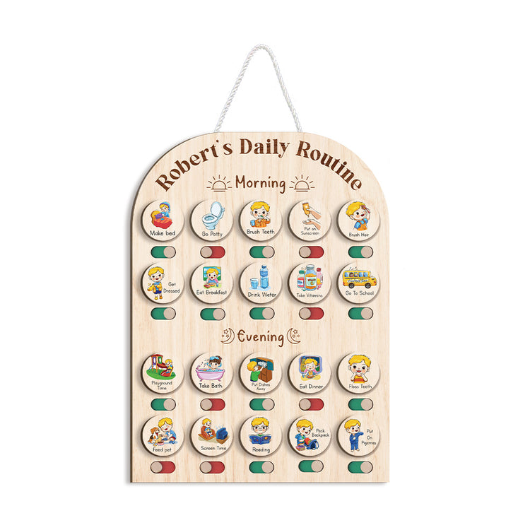 Custom Wooden Daily Schedule Board For Kids, Chore Chart For Kids, Moring Routine For Kids