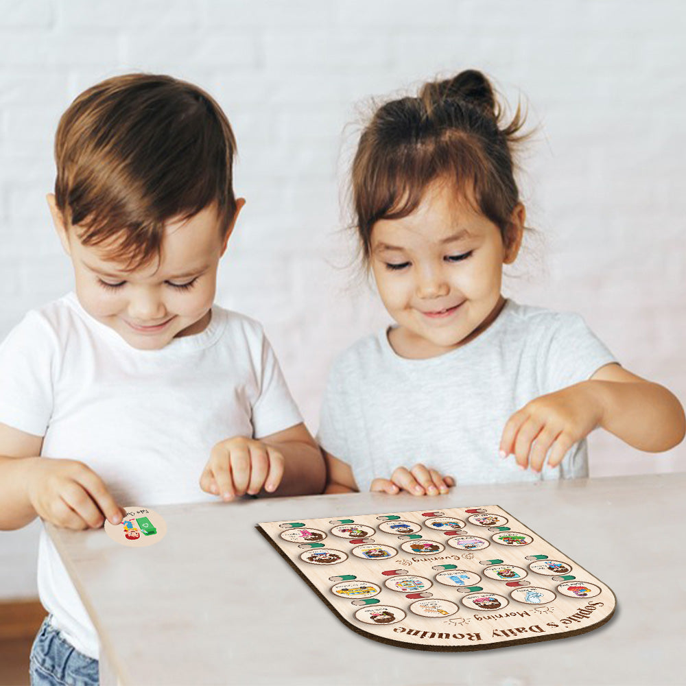 Custom Wooden Daily Schedule Board For Kids, Chore Chart For Kids, Moring Routine For Kids