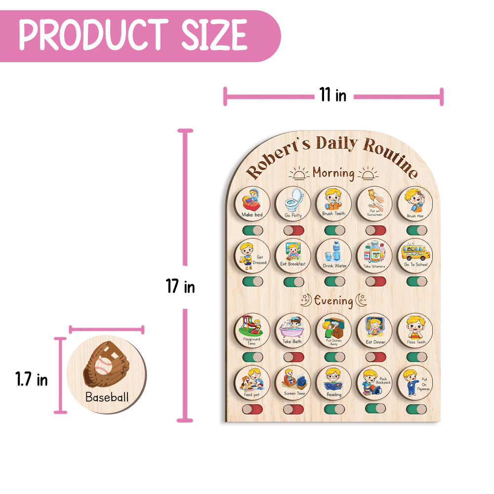 Custom Wooden Daily Schedule Board For Kids, Chore Chart For Kids, Moring Routine For Kids