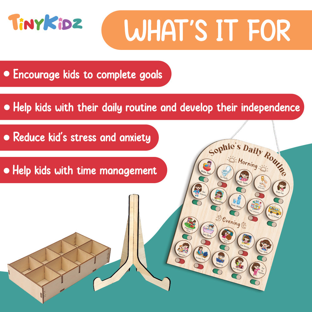 Custom Wooden Daily Schedule Board For Kids, Chore Chart For Kids, Moring Routine For Kids