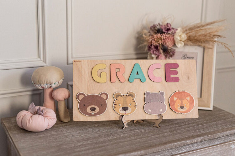 Toddler Gift Personalized Name Puzzle, Montessori Toys Board Custom Name