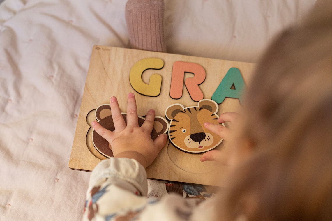 Toddler Gift Personalized Name Puzzle, Montessori Toys Board Custom Name
