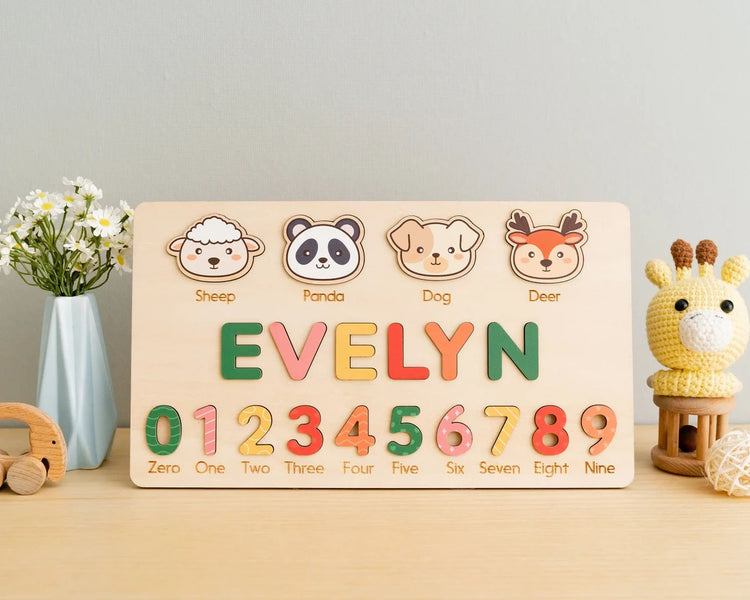 Wooden Busy Board Puzzle Removable Numbers, Montessori Toys Board
