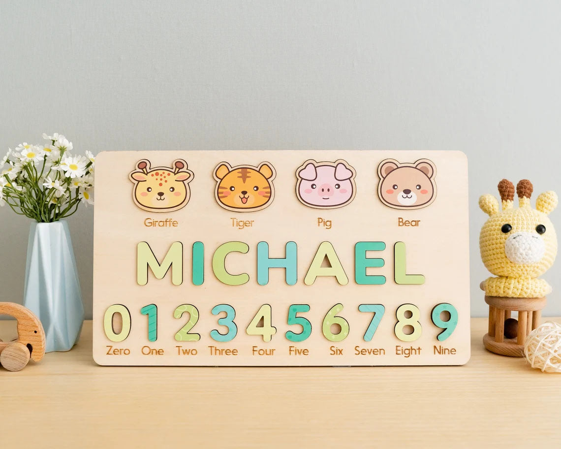 Wooden Busy Board Puzzle Removable Numbers, Montessori Toys Board