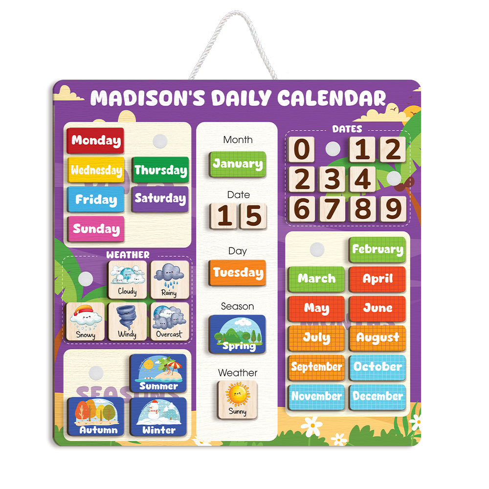 Wooden Chore Chart For Kids, Preschool Calendar For Kids Learning At Home, Montessori Toy For Kids