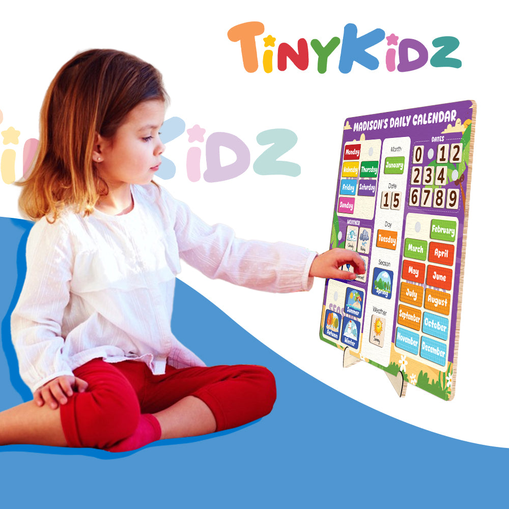Wooden Chore Chart For Kids, Preschool Calendar For Kids Learning At Home, Montessori Toy For Kids