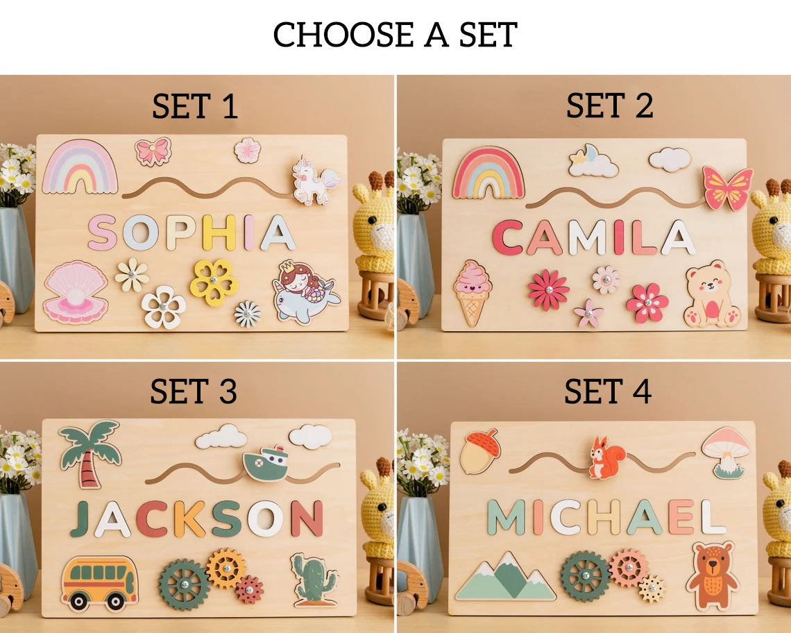 Wooden Name Puzzle, Busy Board, Pastel Name Puzzle Custom