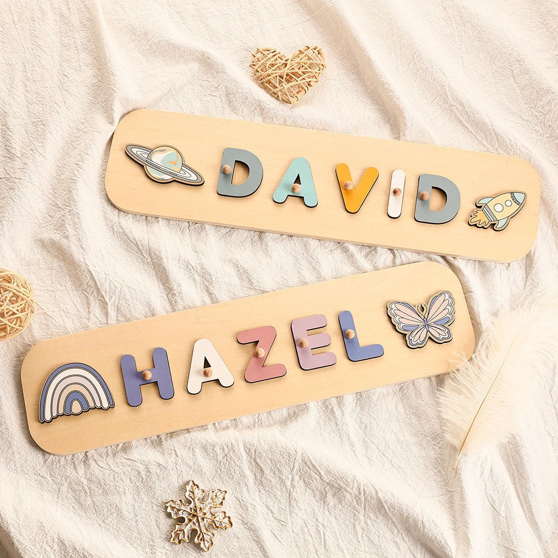Wooden Personalized Baby Name Puzzles, Montessori Toys Of Kids
