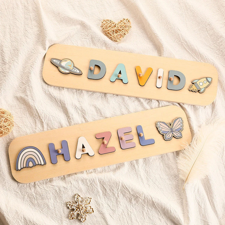 Wooden Personalized Baby Name Puzzles, Montessori Toys Of Kids