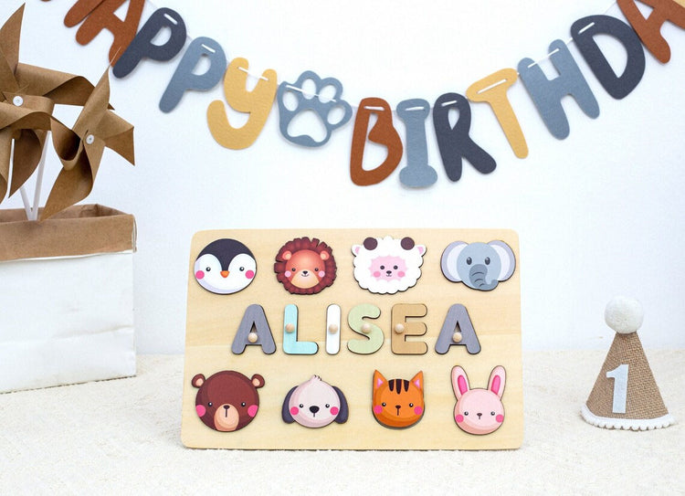 Wooden Puzzles for Toddlers, First Birthday Gift for Girls and Boys, Montessori Toy Board