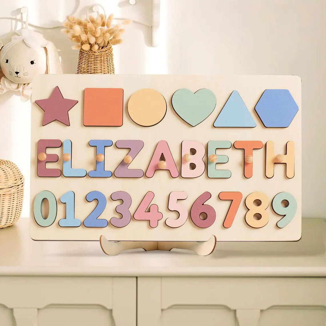 Personalized Name Puzzle W/Numbers, Montessori Toy for Toddler