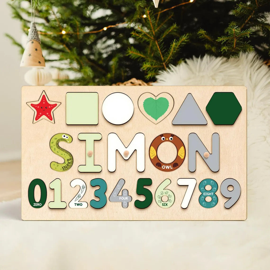 Personalized Name Puzzle W/Numbers, Montessori Toy for Toddler