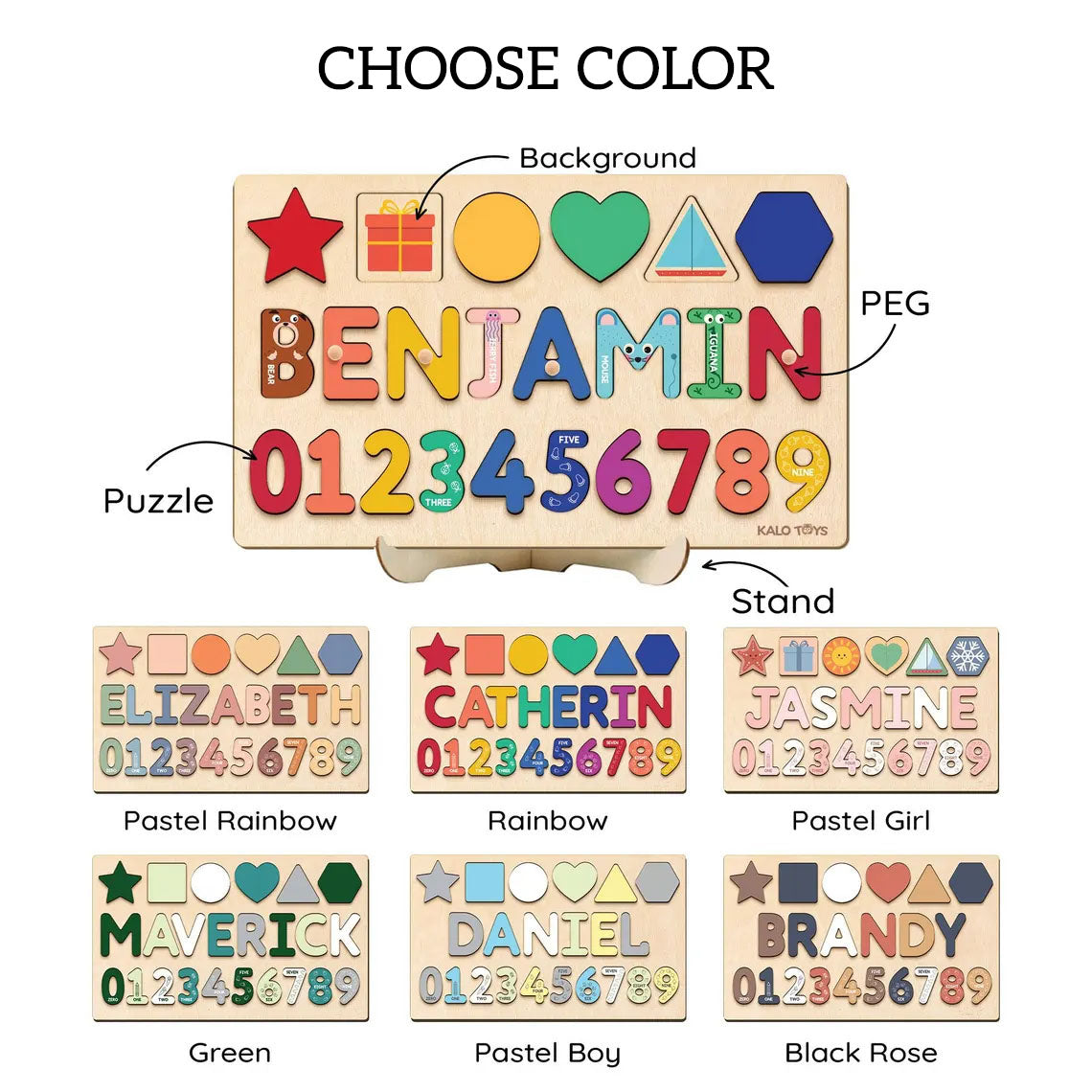 Personalized Name Puzzle W/Numbers, Montessori Toy for Toddler
